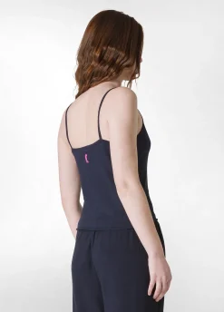 DEHA Top & T-Shirts*Top In Maglia Misto Lino Con Spalline Blu