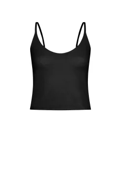 DEHA Top & T-Shirts*Top In Maglia Misto Lino Con Spalline Nero