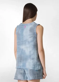 DEHA Top & T-Shirts*Top In Tweed Effetto Batik Blu