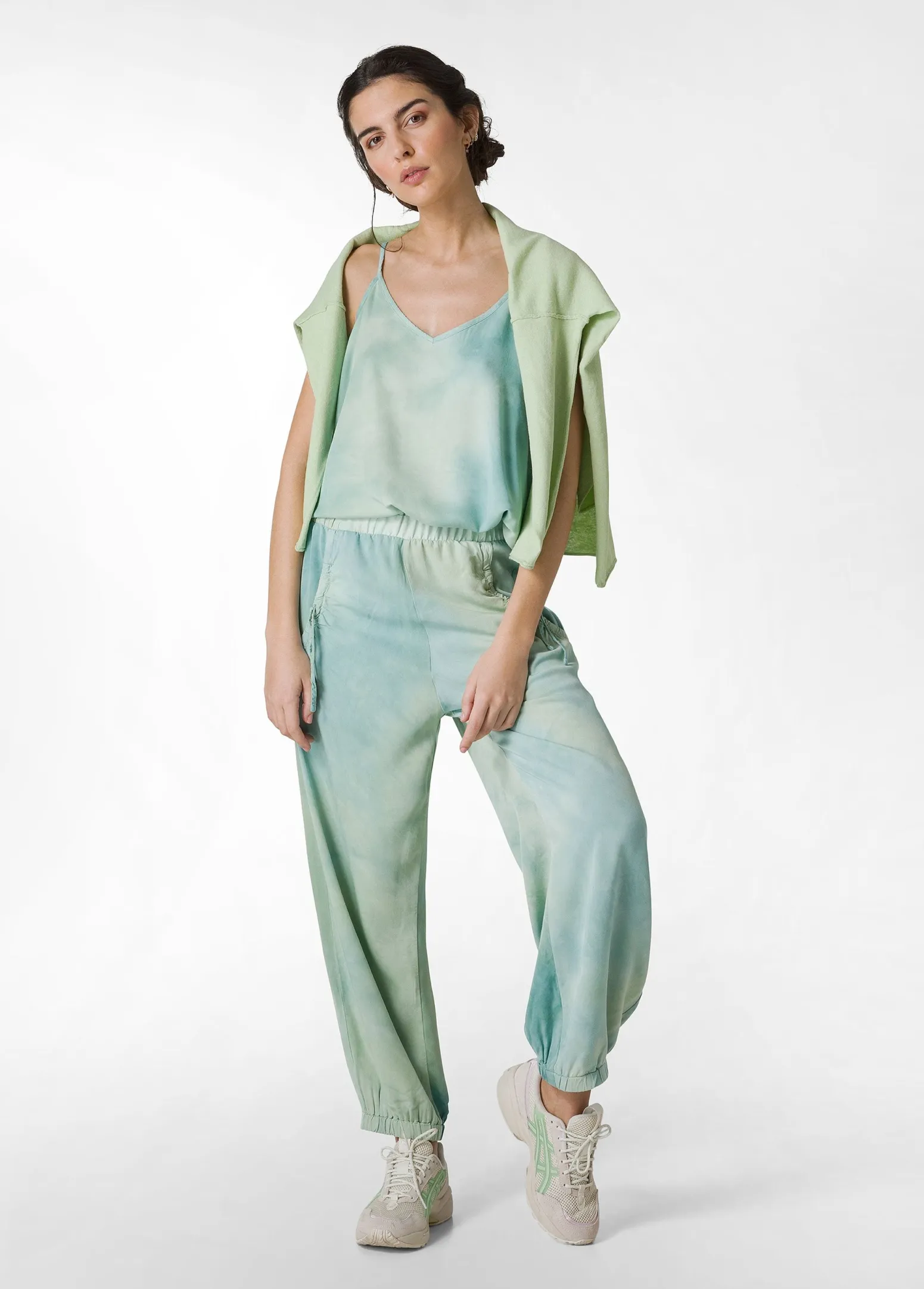 DEHA Top & T-Shirts*Top In Twill Effetto Batik Verde