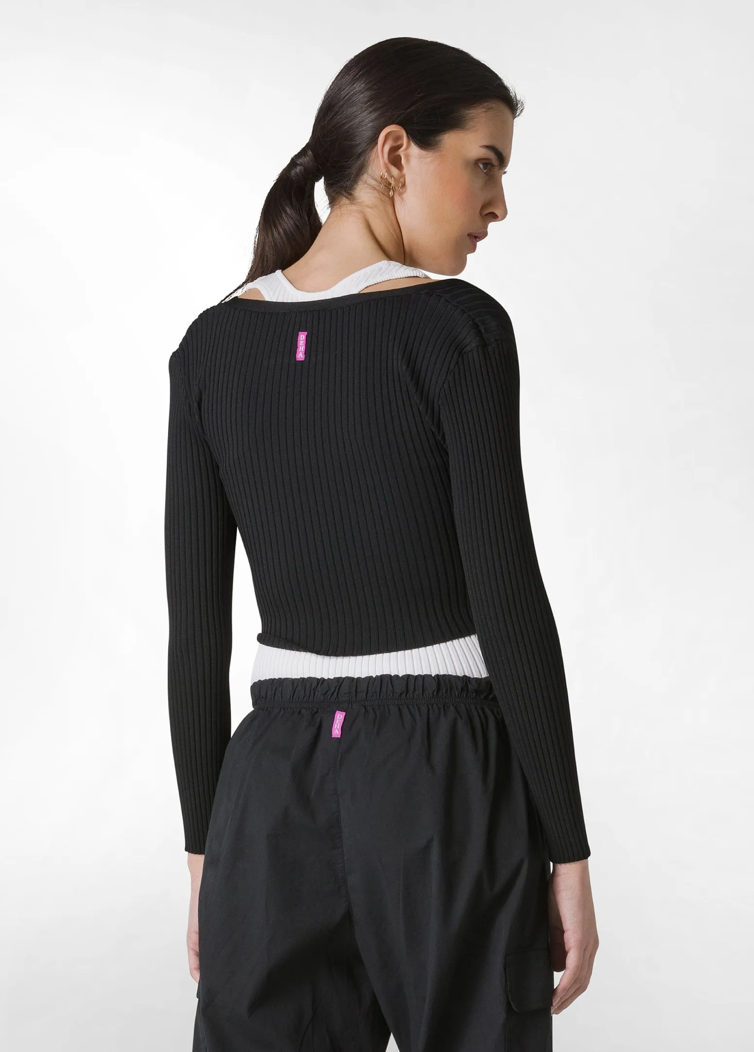 DEHA Felpe & Maglieria*Top Incrociato In Maglia Di Rayon Nero