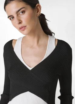 DEHA Felpe & Maglieria*Top Incrociato In Maglia Di Rayon Nero