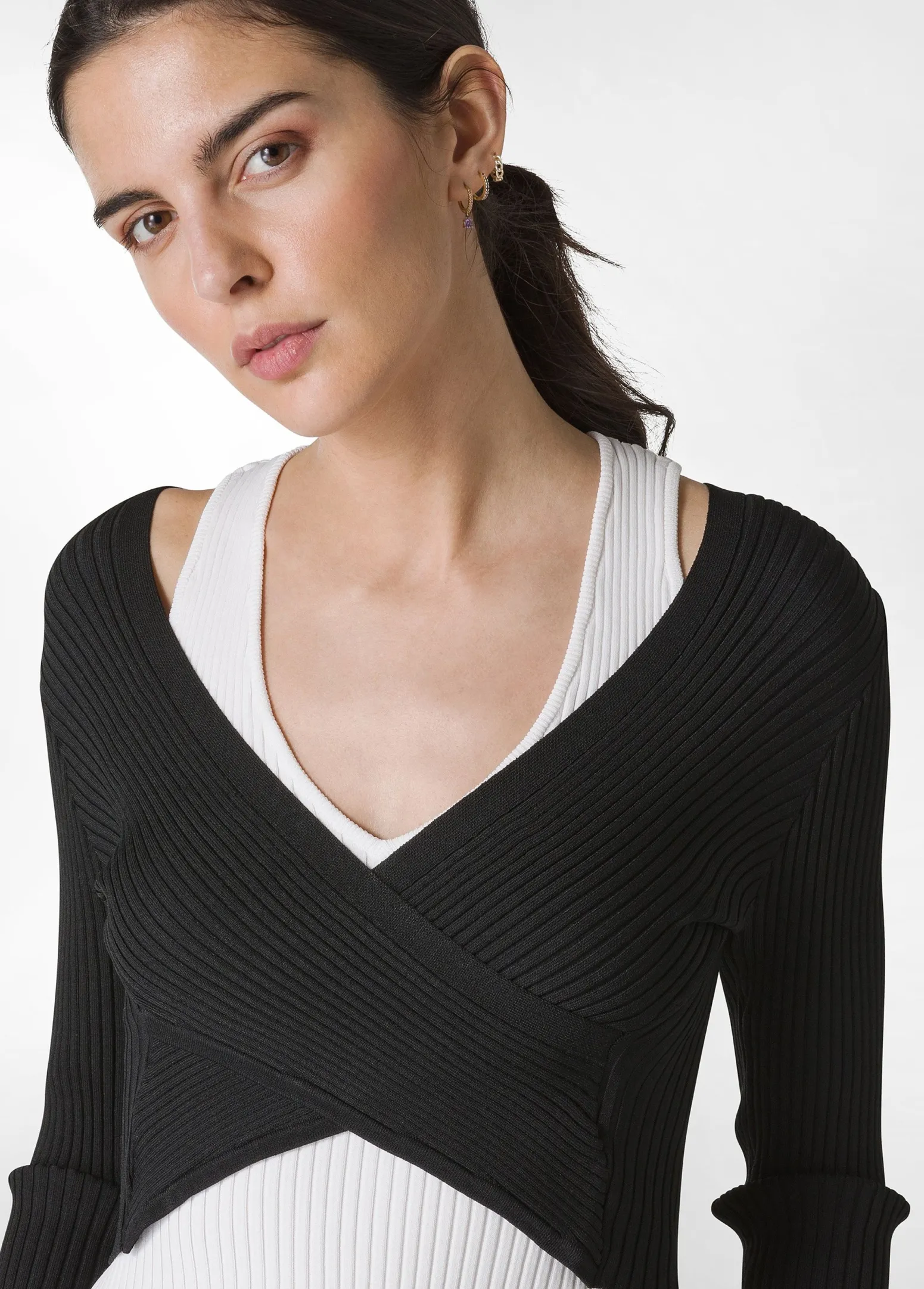 DEHA Felpe & Maglieria*Top Incrociato In Maglia Di Rayon Nero