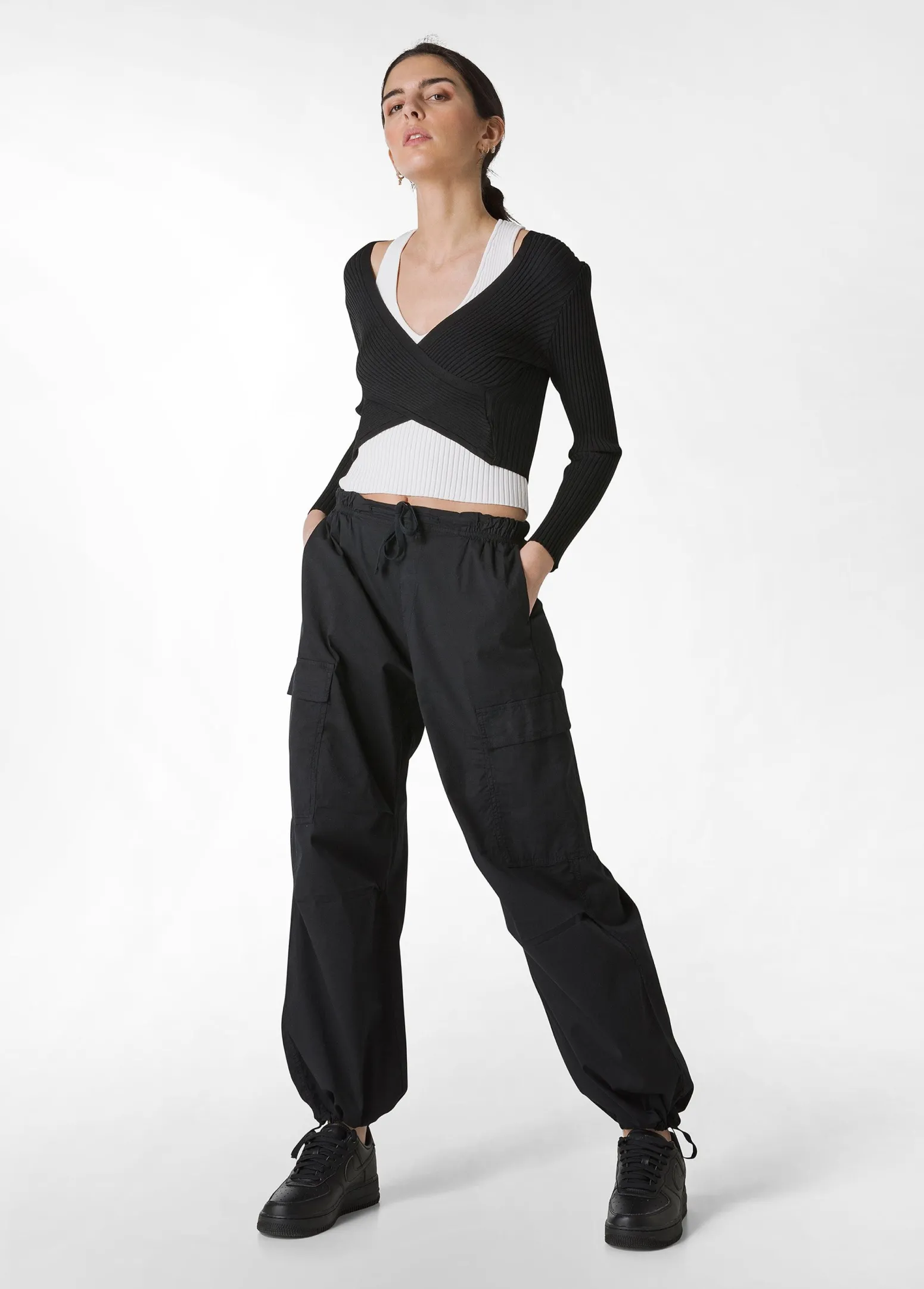 DEHA Felpe & Maglieria*Top Incrociato In Maglia Di Rayon Nero