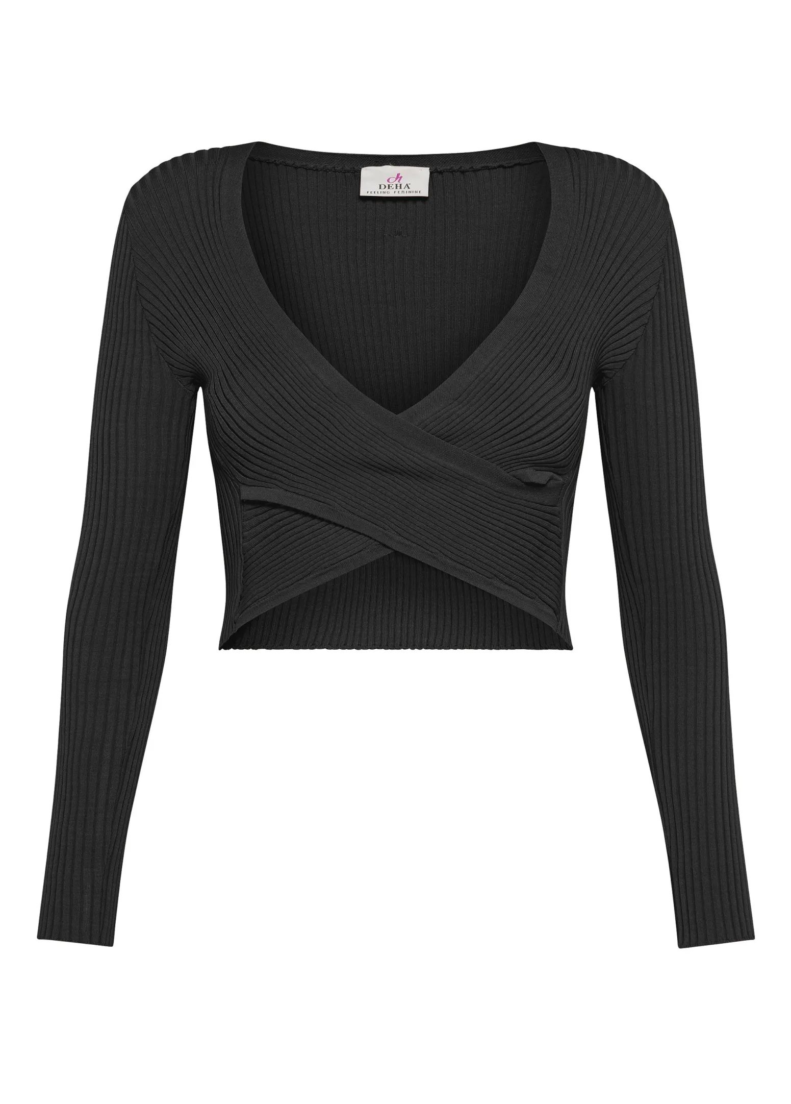 DEHA Felpe & Maglieria*Top Incrociato In Maglia Di Rayon Nero