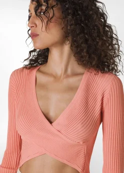 DEHA Top & T-Shirts*Top Incrociato In Maglia Di Rayon Arancio