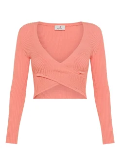 DEHA Top & T-Shirts*Top Incrociato In Maglia Di Rayon Arancio