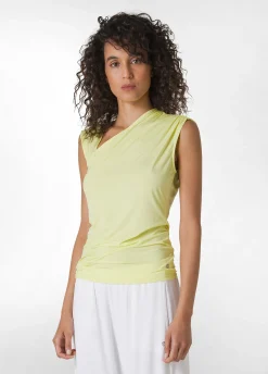 DEHA Top & T-Shirts*Top Scollo Asimmetrico In Microfibra Giallo