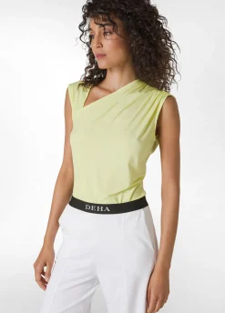 DEHA Top & T-Shirts*Top Scollo Asimmetrico In Microfibra Giallo