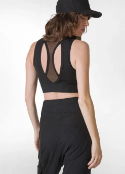 DEHA Canotte E Reggiseni Sportivi*Top Sportivo Con Inserto In Tulle Nero