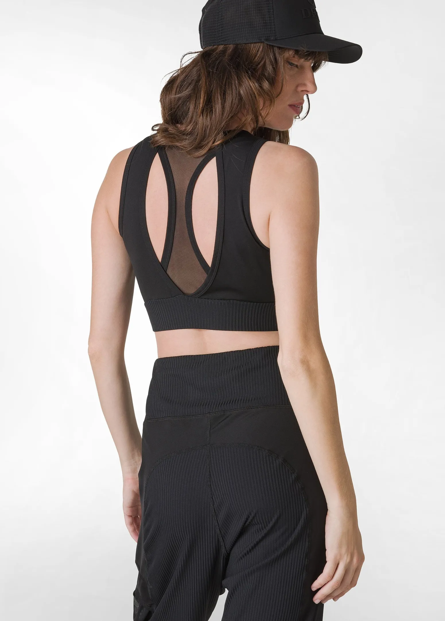 DEHA Canotte E Reggiseni Sportivi*Top Sportivo Con Inserto In Tulle Nero