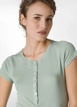 DEHA Top & T-Shirts*T-Shirt A Costine Con Bottoni Verde