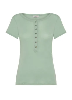 DEHA Top & T-Shirts*T-Shirt A Costine Con Bottoni Verde