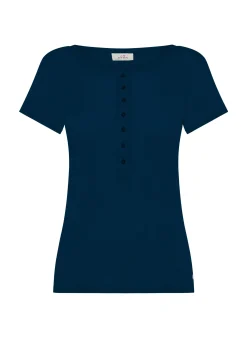 DEHA Top & T-Shirts*T-Shirt A Costine Con Bottoni Blu
