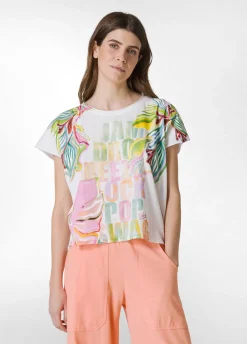 DEHA Top & T-Shirts*T-Shirt Ampia Con Scritte Bianco