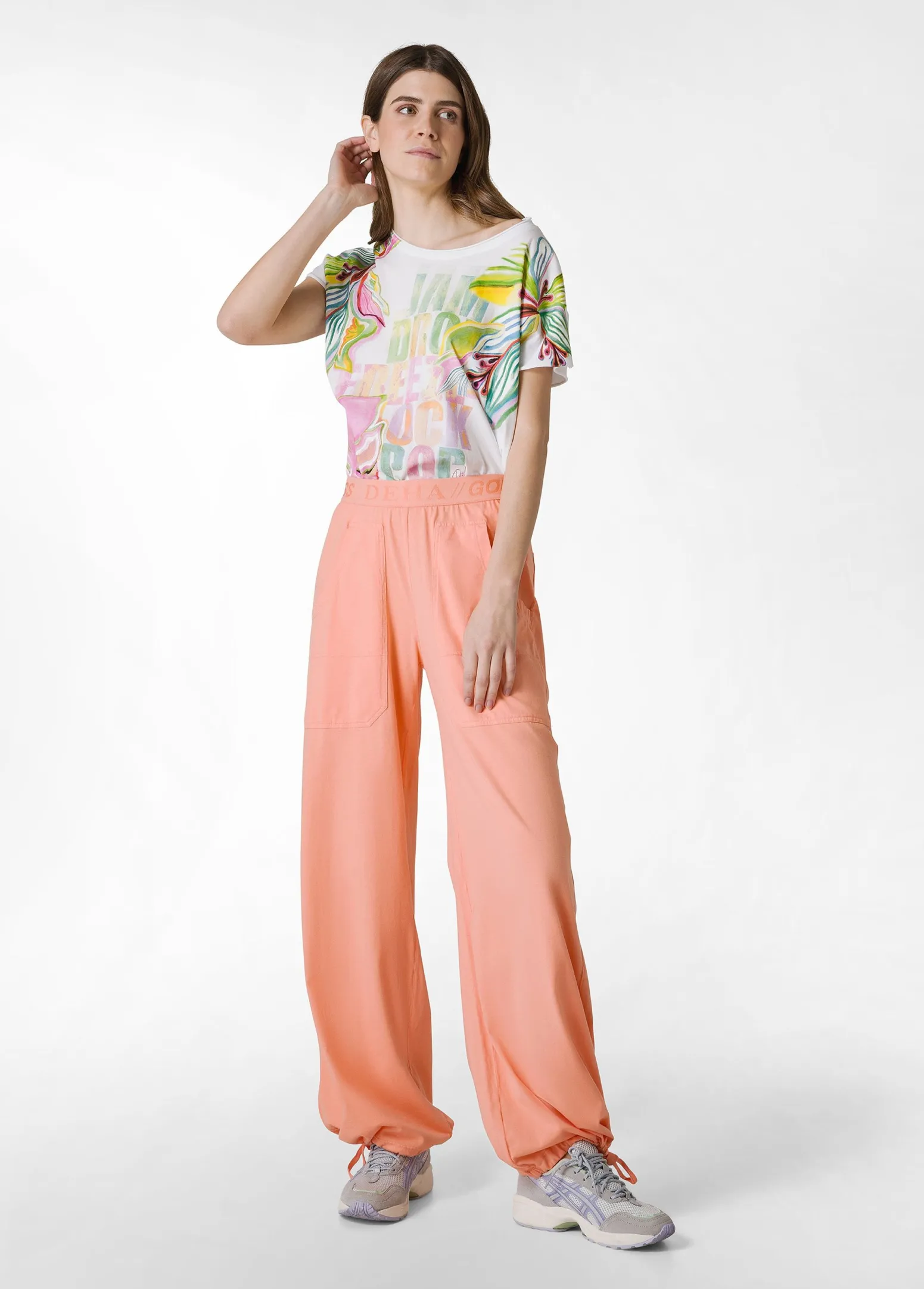 DEHA Top & T-Shirts*T-Shirt Ampia Con Scritte Bianco