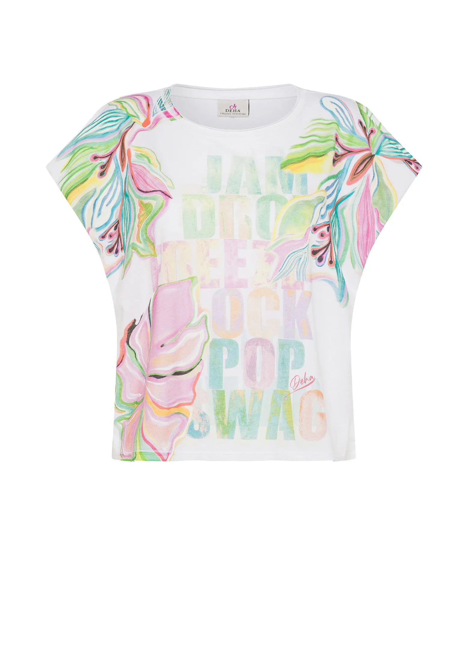 DEHA Top & T-Shirts*T-Shirt Ampia Con Scritte Bianco