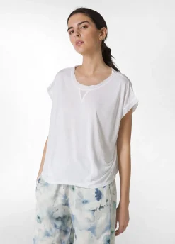 DEHA Top & T-Shirts*T-Shirt Ampia Misto Seta Bianco