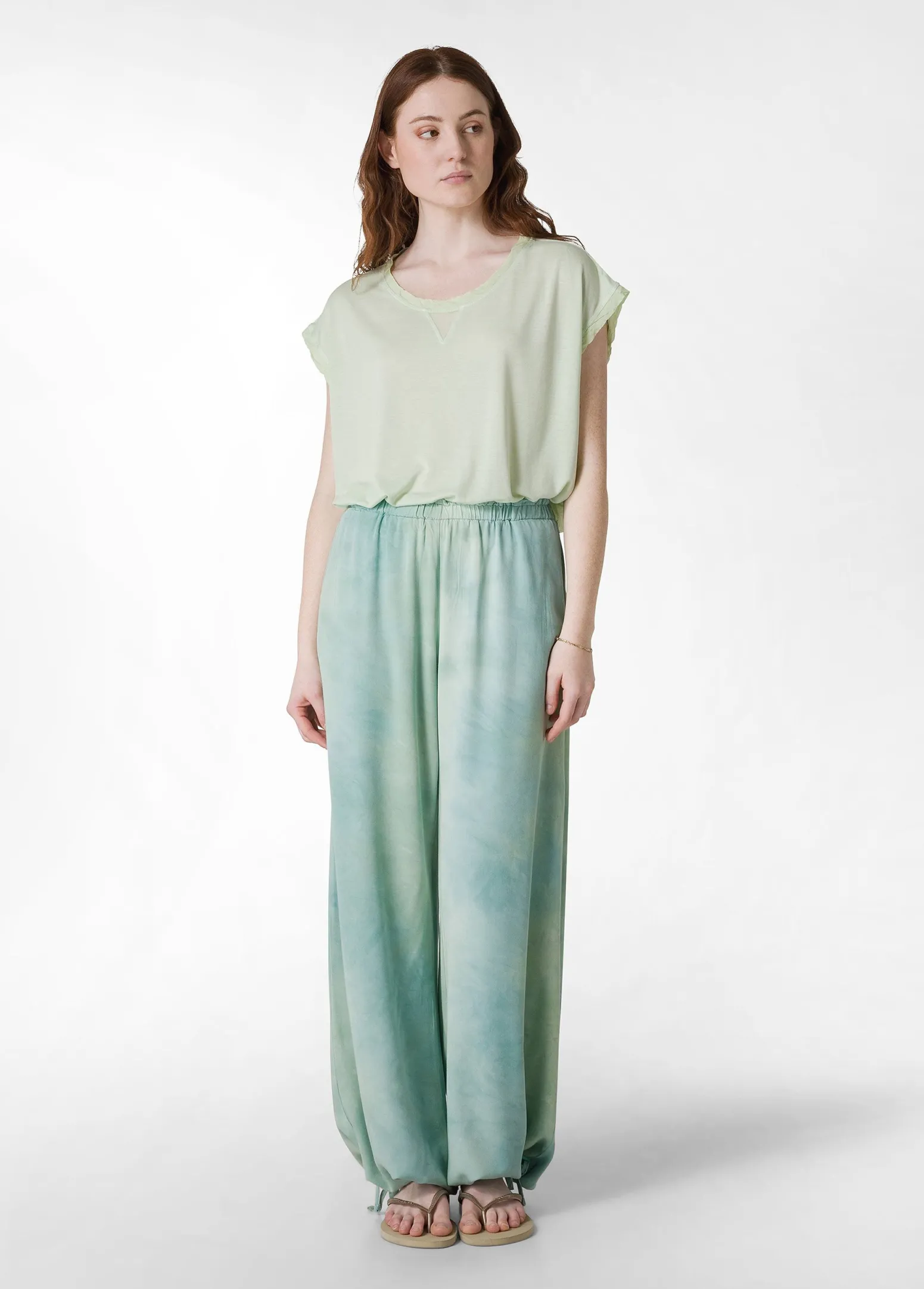 DEHA Top & T-Shirts*T-Shirt Ampia Misto Seta Verde