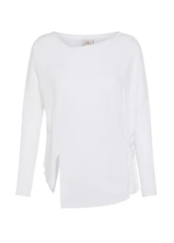 DEHA Camicie & Bluse*T-Shirt Asimmetrica In Jersey E Lino Bianco