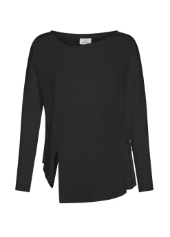 DEHA Camicie & Bluse*T-Shirt Asimmetrica In Jersey E Lino Nero