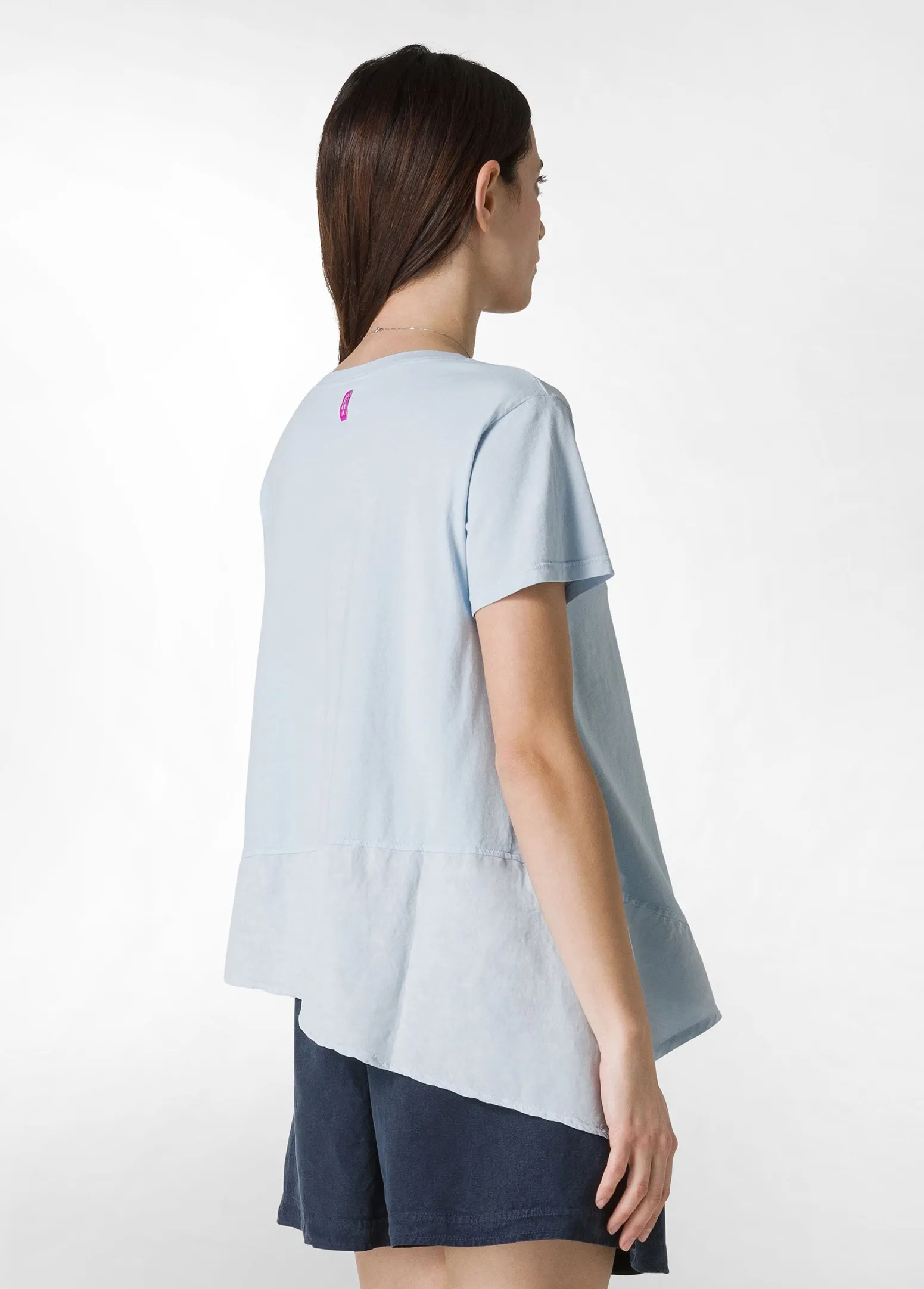 DEHA Top & T-Shirts*T-Shirt Assimetrica Con Inserti In Lino Blu