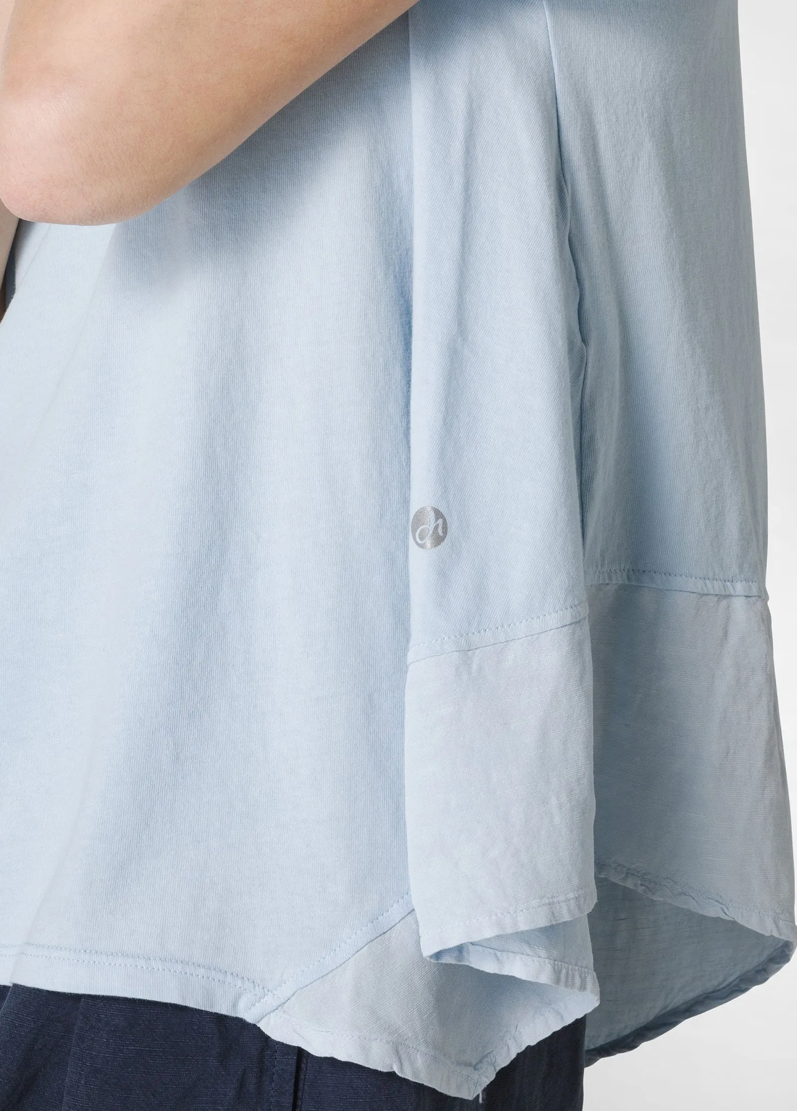 DEHA Top & T-Shirts*T-Shirt Assimetrica Con Inserti In Lino Blu