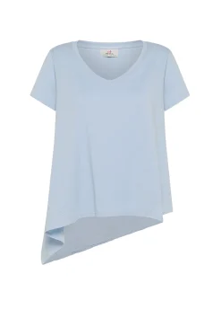DEHA Top & T-Shirts*T-Shirt Assimetrica Con Inserti In Lino Blu