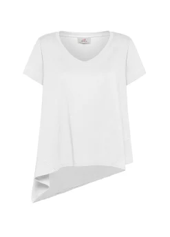 DEHA Top & T-Shirts*T-Shirt Assimetrica Con Inserti In Lino Bianco