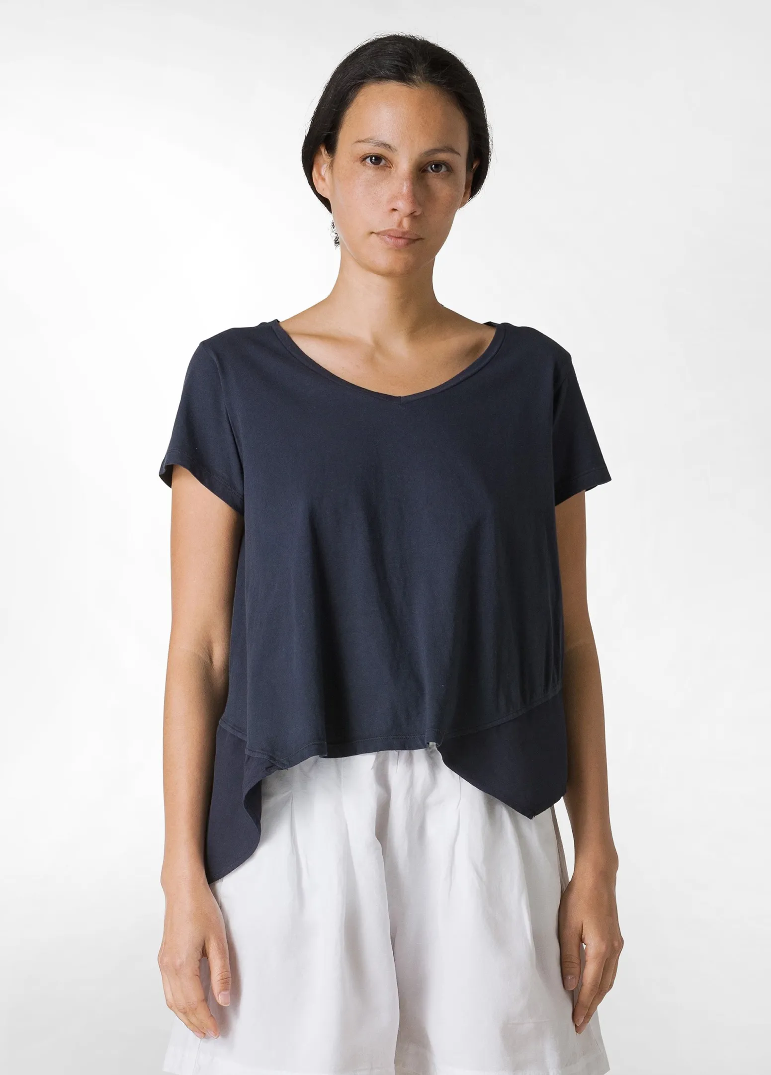 DEHA Top & T-Shirts*T-Shirt Assimetrica Con Inserti In Lino Blu