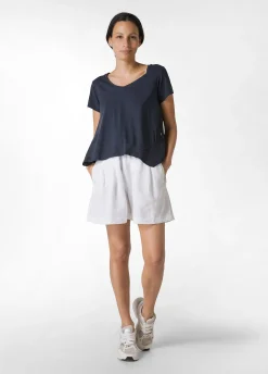 DEHA Top & T-Shirts*T-Shirt Assimetrica Con Inserti In Lino Blu