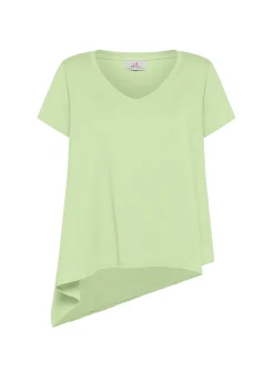 DEHA Top & T-Shirts*T-Shirt Assimetrica Con Inserti In Lino Verde
