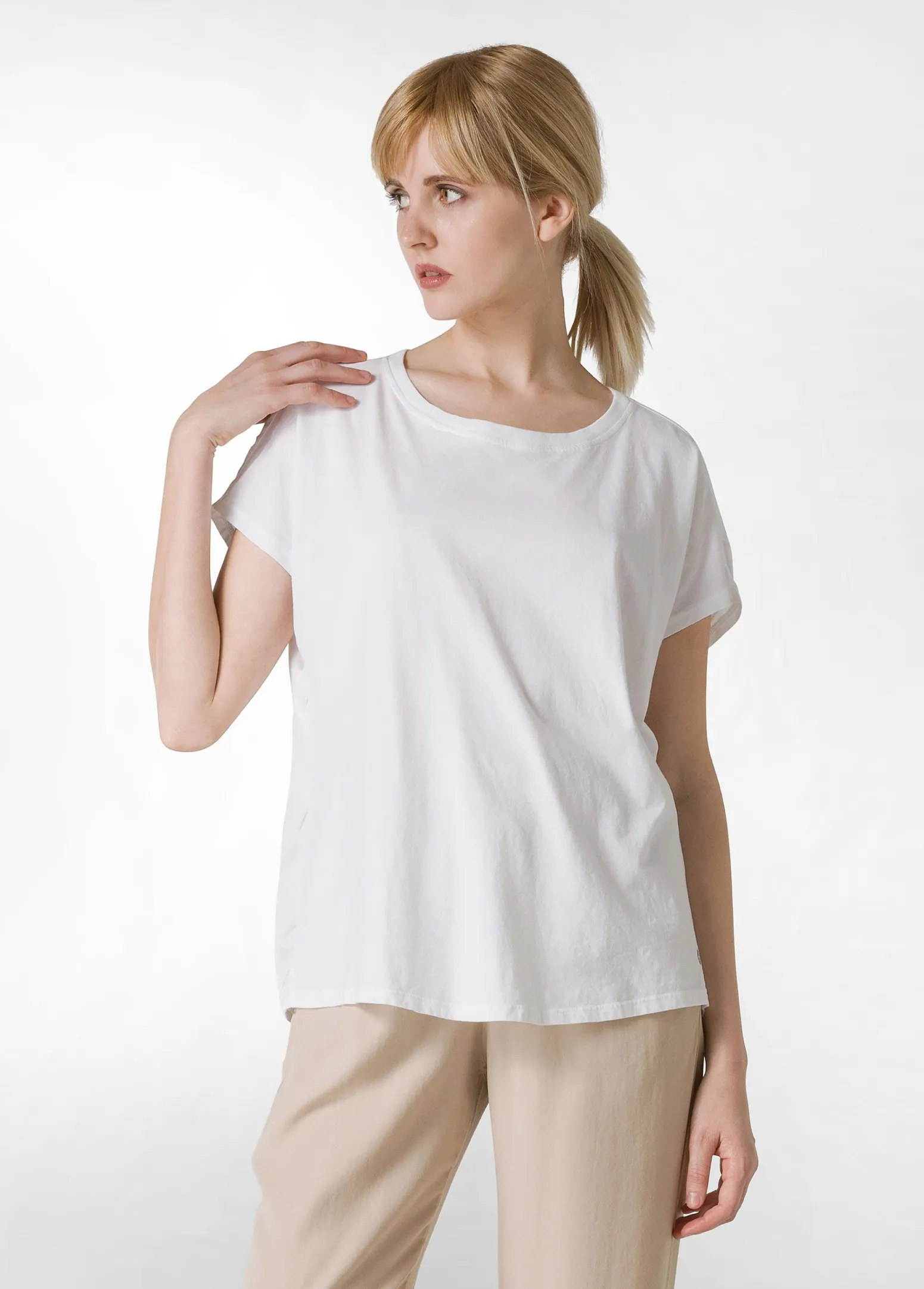 DEHA Top & T-Shirts*T-Shirt Con Inserti In Raso Bianco