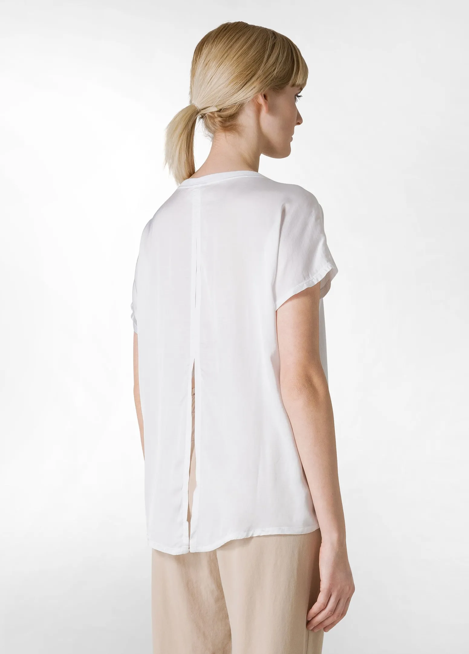 DEHA Top & T-Shirts*T-Shirt Con Inserti In Raso Bianco
