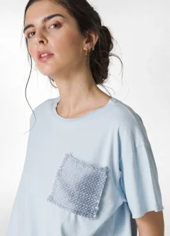 DEHA Top & T-Shirts*T-Shirt Con Taschino In Tweed Blu