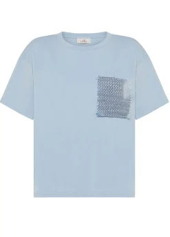 DEHA Top & T-Shirts*T-Shirt Con Taschino In Tweed Blu