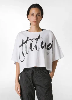 DEHA Top & T-Shirts*T-Shirt Cropped Leggera Effetto Vintage Bianco