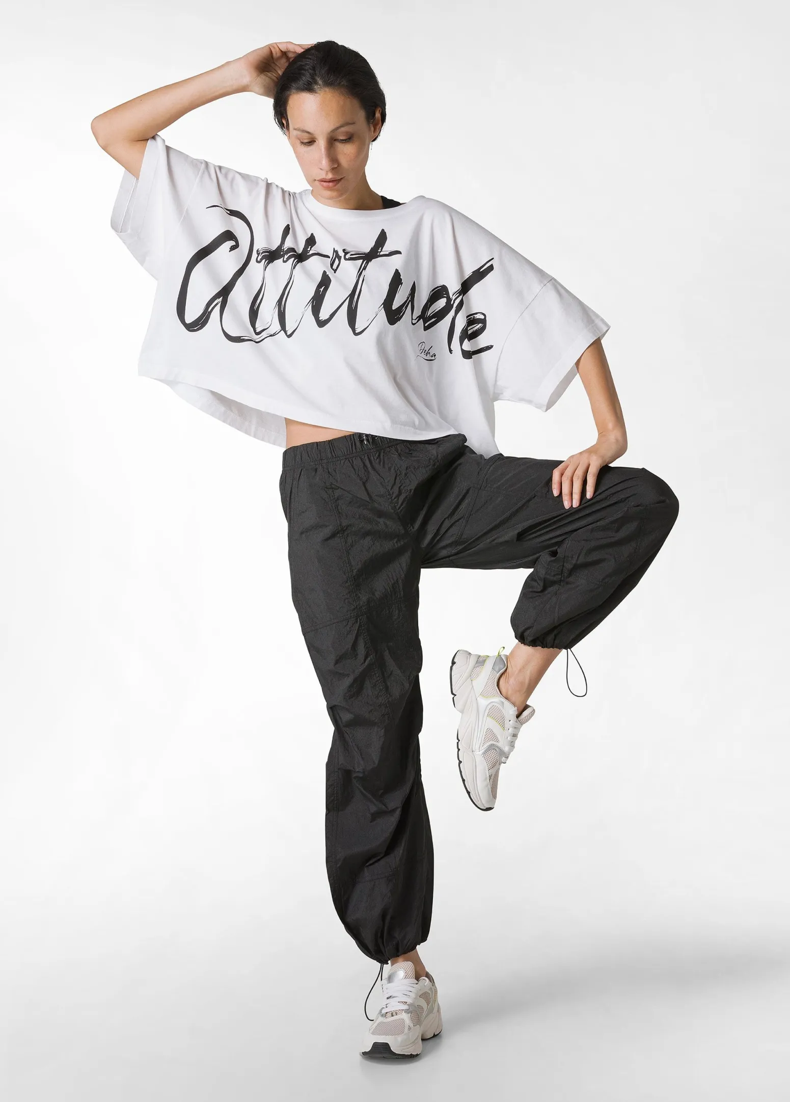 DEHA Top & T-Shirts*T-Shirt Cropped Leggera Effetto Vintage Bianco
