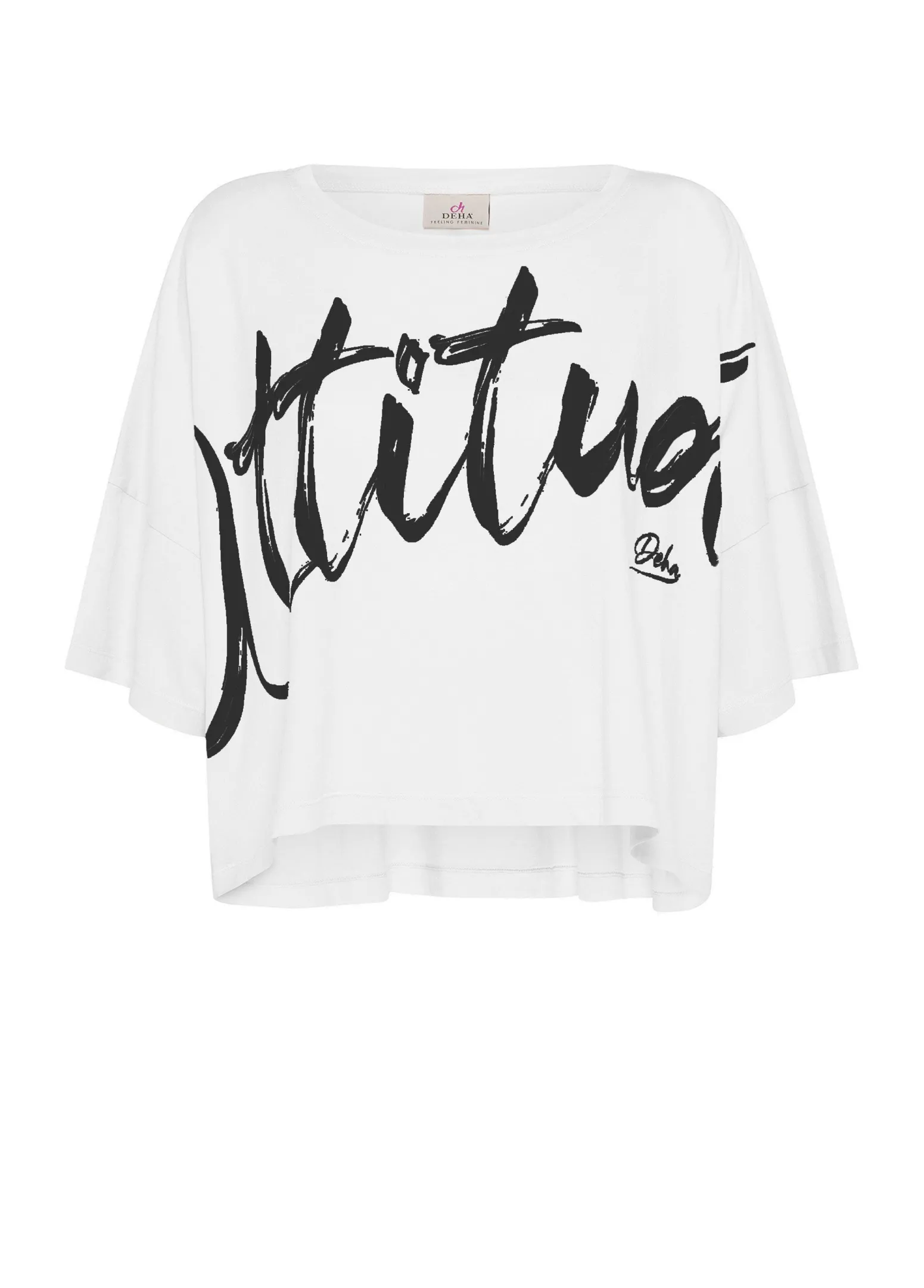 DEHA Top & T-Shirts*T-Shirt Cropped Leggera Effetto Vintage Bianco