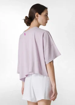 DEHA Top & T-Shirts*T-Shirt Cropped Leggera Effetto Vintage Viola