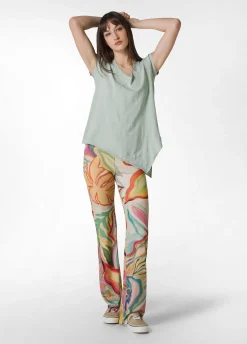 DEHA Top & T-Shirts*T-Shirt Fiammata Effetto Vintage Verde