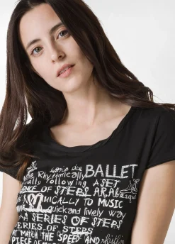 DEHA Top & T-Shirts*T-Shirt Leggera Con Stampa Nero