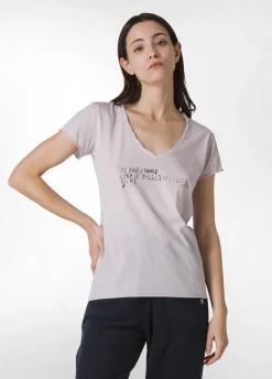 DEHA Top & T-Shirts*T-Shirt Leggera Scollo A V Con Stampa Viola