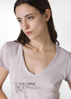 DEHA Top & T-Shirts*T-Shirt Leggera Scollo A V Con Stampa Viola