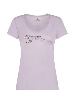DEHA Top & T-Shirts*T-Shirt Leggera Scollo A V Con Stampa Viola