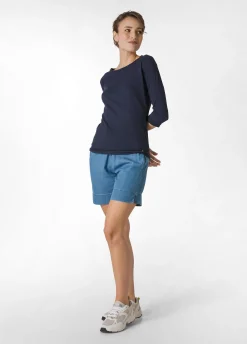 DEHA Top & T-Shirts*T-Shirt Manica 3/4 In Jersey Fiammato Blu