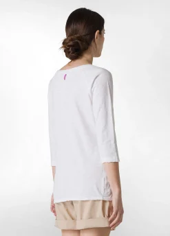 DEHA Top & T-Shirts*T-Shirt Manica 3/4 In Jersey Fiammato Bianco
