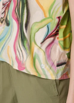 DEHA Top & T-Shirts*T-Shirt Organica Ampia Stampata Verde