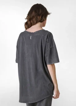 DEHA Top & T-Shirts*T-Shirt Over Marmorizzata Con Grafica Nero