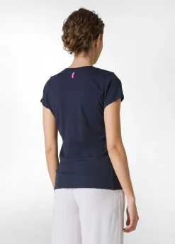 DEHA Top & T-Shirts*T-Shirt Scollo A V In Jersey Fiammato Blu
